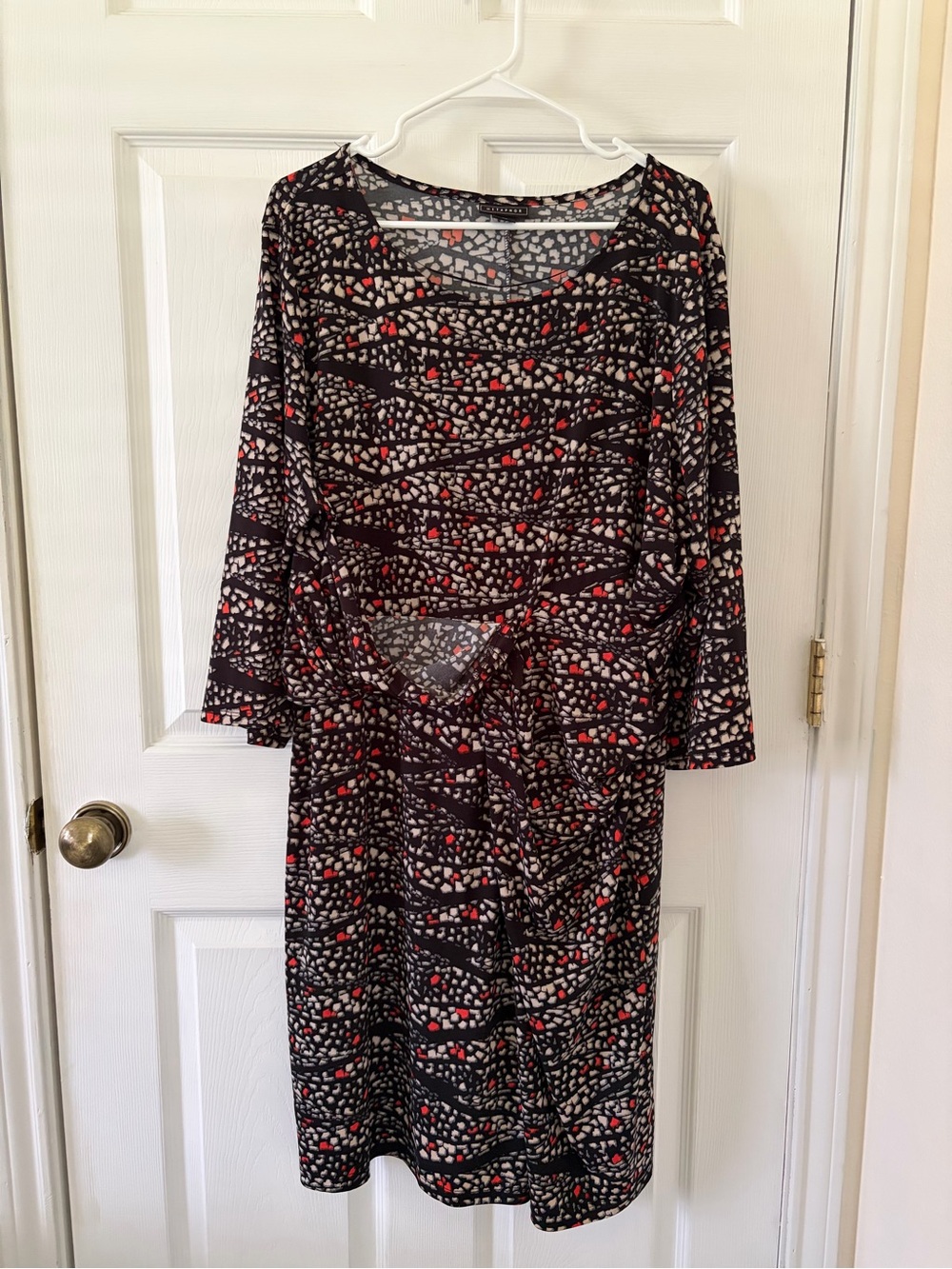 Metaphor Black & Red Printed Scoop Accent Neck Dress